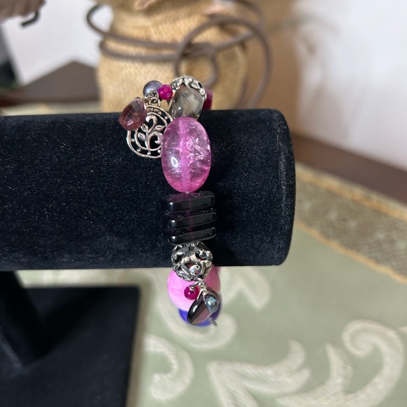 Silpada Raspberry, Quartz, Shell, Glass and Sterling Silver Bracelet - Picture 3 of 4